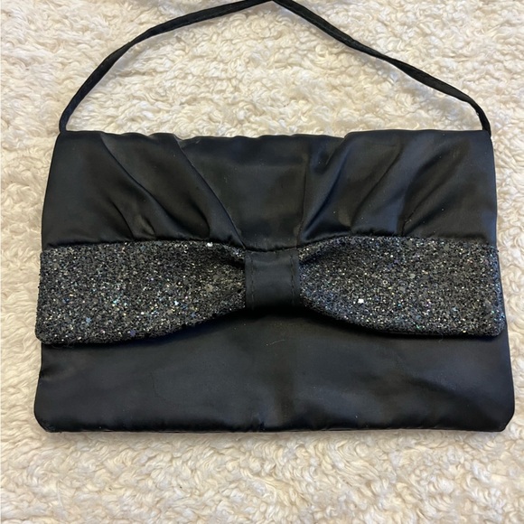 Black clutch/shoulder bag w/sparkle detail - Picture 4 of 7